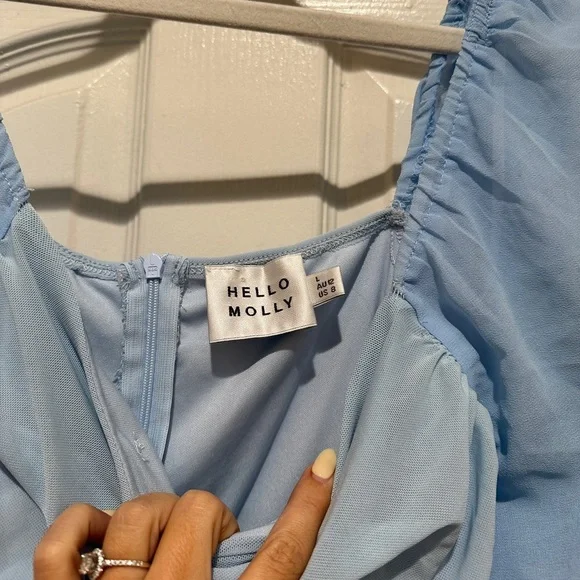 Hello Molly Tangy Bellini Mini Dress in Baby Blue Size: US 8/ Large - Picture 9 of 10